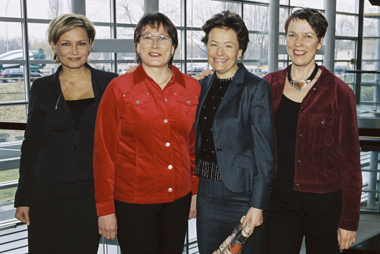 Photo 2 : MEPs Eija-Riitta KORHOLA, Riitta MYLLER, Anneli JAATTEENMAKI and Satu HASSI at the European Parliament in Strasbourg