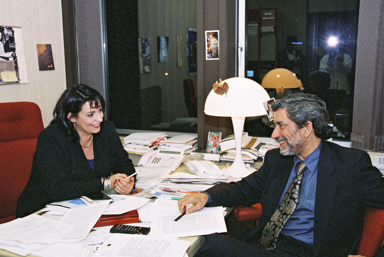 MEP Aline PAILLER receives MEP Sergio RIBEIRO in her office in Strasbourg