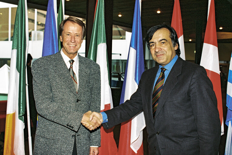 MEPs Klaus LUKAS and Leoluca ORLANDO at the European Parliament in Strasbourg