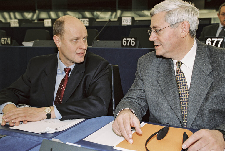 Nuotrauka 21: MEP Carl LANG, Bruno GOLLNISCH   at the European Parliament in Strasbourg