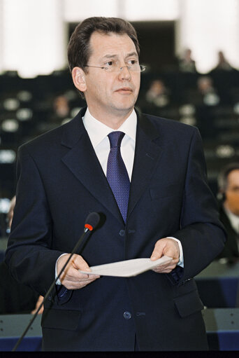 MEP Graham WATSON in Plenary Session at the European Parliament in Strasbourg