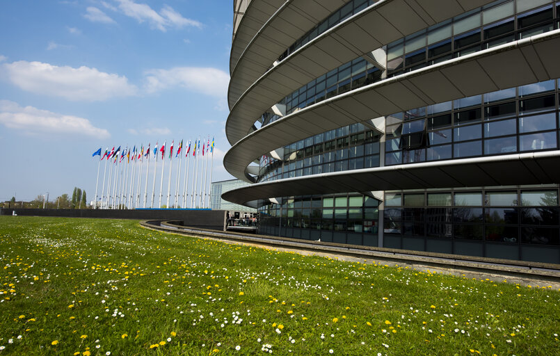 Fotografija 10: Flags in the European Parliament in Strasbourg