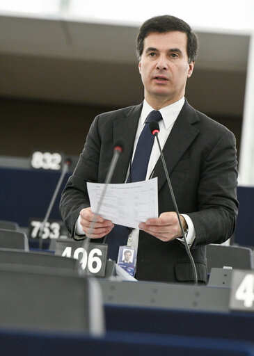 Fotografie 18: Plenary session Week 24 2017 in Strasbourg - Binding annual greenhouse gas emission reductions to meet commitments under the Paris Agreement.