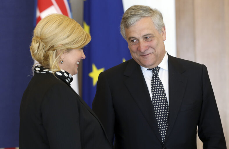 Valokuva 4: Official visit to Croatia - Kolinda GRABAR-KITAROVIC - President of the Republic of Croatia meets with Antonio TAJANI - EP President