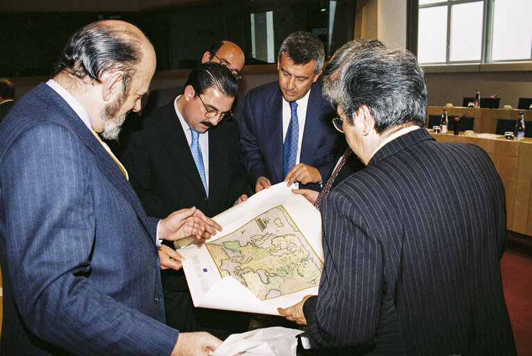 Handover of gifts to Jose Maria GIL-ROBLES GIL-DELGADO EP President at the European Parliament in Brussels