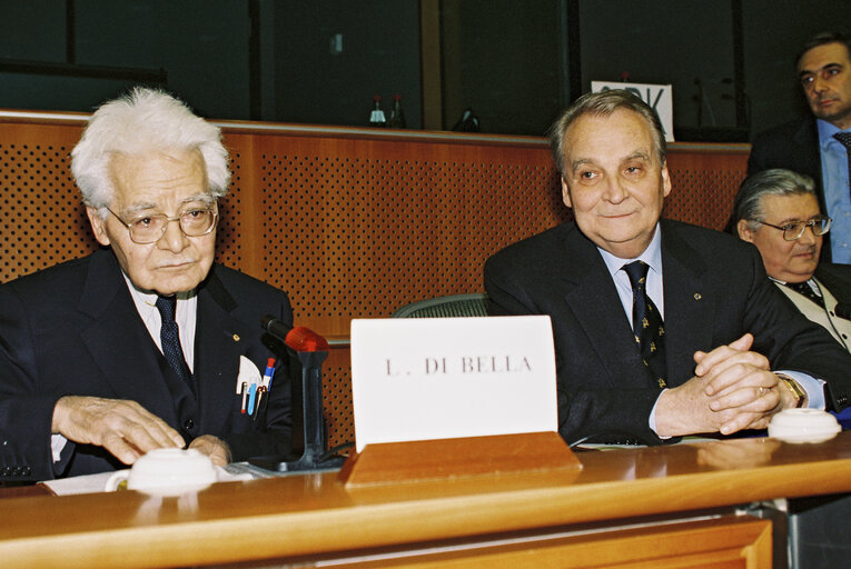 Professor Luigi DI BELLA gives a speech in Brussels in January 1998.