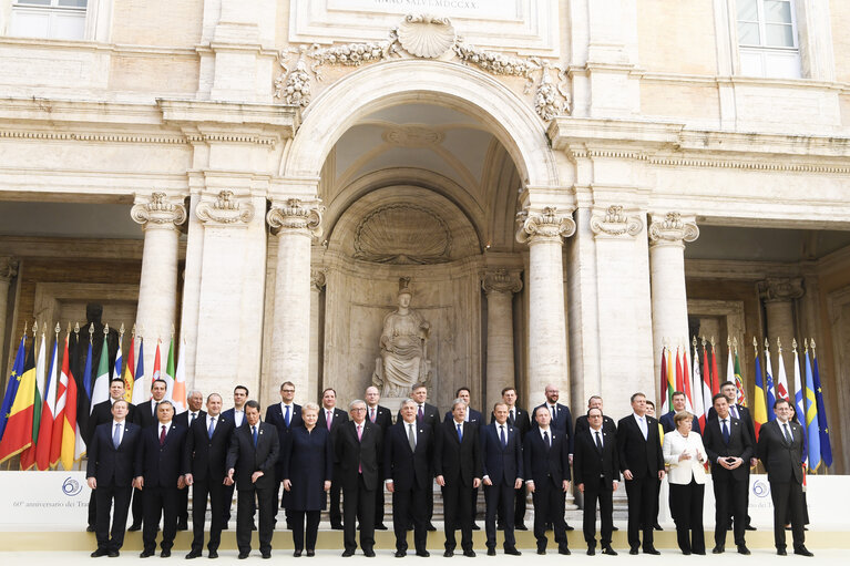 Fotogrāfija 6: Celebration of the ' 60 years of the Treaty of Rome ' in Campidoglio - Ceremony of the signature of the Rome declaration