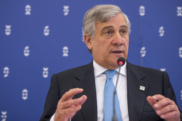 Fotografi 6: President of the European Parliament Antonio Tajani during the Conference of European Parliaments Chiefs in Bratislava on April, 24.