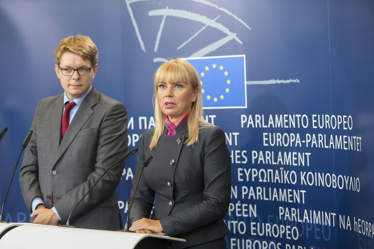 Valokuva 18: Press conference following the Hearing of Commissioner-designate for Internal Market, Industry, Entrepreneurship and SMEs - ITRE - IMCO