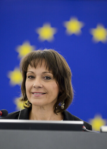 Sylvie GUILLAUME, EP Vice-President in plenary chamber in Strasbourg