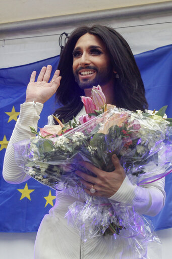 Photo 1: Eurovision 2014 song contest winner concert on Esplanade Solidarnosc at the European Parliament in Brussels