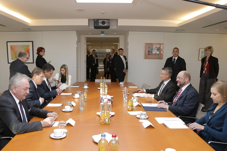 Fotogrāfija 2: Martin SCHULZ - EP President meets Miroslav CERAR, Prime Minister of Slovenia,