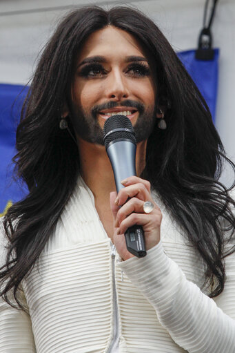 Photo 11: Eurovision 2014 song contest winner concert on Esplanade Solidarnosc at the European Parliament in Brussels