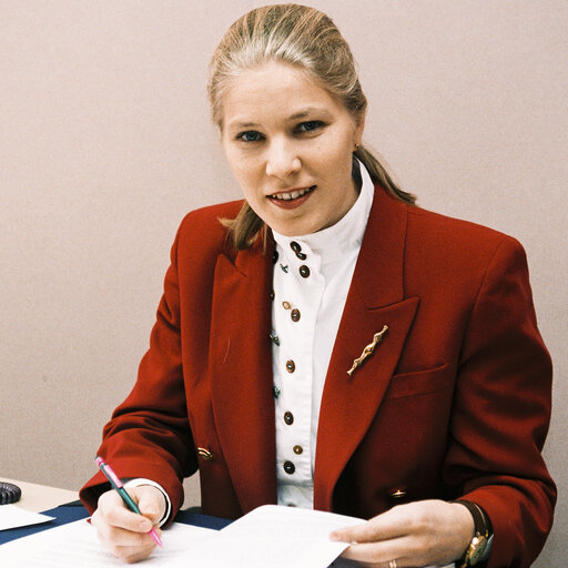 Photo 3 : Portrait of Mep Marjo MATIKAINEN KALLSTROM at the European Parlimanr in Strasbourg