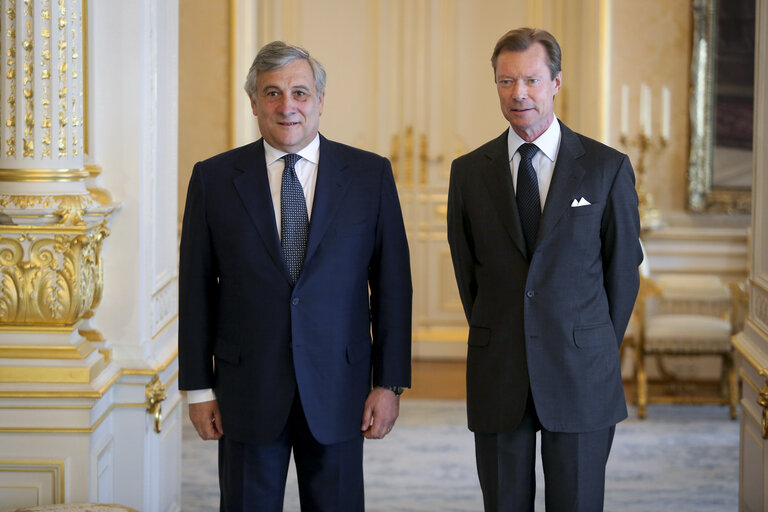 Billede 3: Official visit of the President of the European Parliament to Luxembourg- H.R.H Grand Duke Henri of Luxembourg welcomes Antonio TAJANI - President of the European Parliament