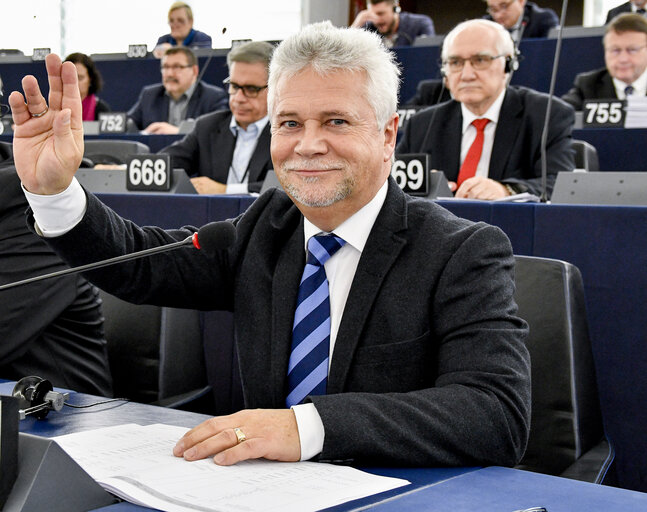 Fotografia 1: Dieter KOCH in plenary session week 11 2017 in Strasbourg