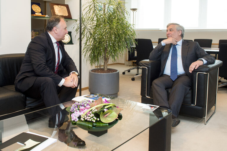 Foto 1: Antonio TAJANI - EP President meets with Pal CSAKY