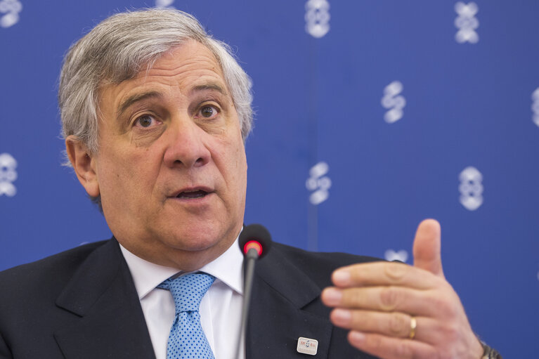 Fotografi 7: President of the European Parliament Antonio Tajani during the Conference of European Parliaments Chiefs in Bratislava on April, 24.