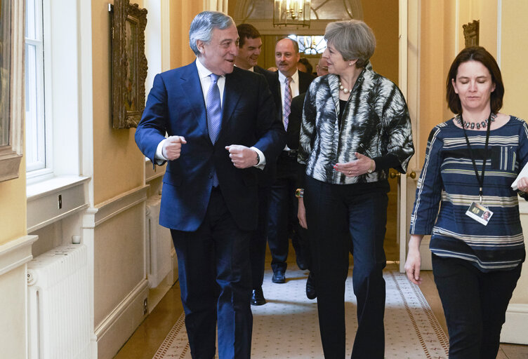 Valokuva 16: Visit of the President of the European Parliament to London - Antonio TAJANI - EP President meets with Teresa MAY - Prime Minister of the United Kingdom at 10 Downing street