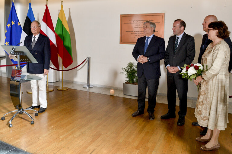 Billede 5: Antonio TAJANI - EP President inaugurates a dedication plaque to honor the victims of Soviet Totalitarism in Estonia, Latvia and Lithuania