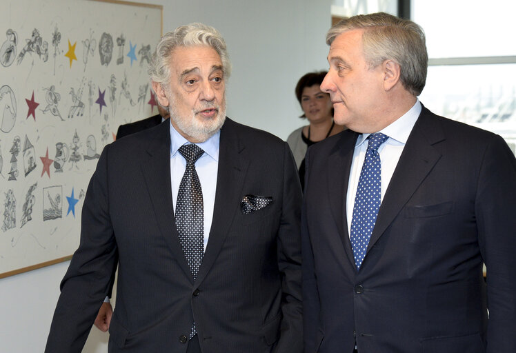 Antonio TAJANI - EP President meets with Placido DOMINGO
