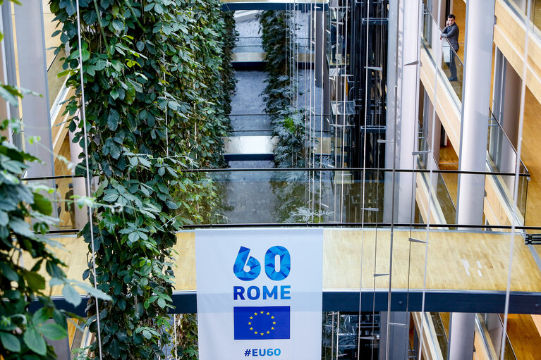 Photo 8: Banner for the 60th anniversary of the European Parliament in Strasbourg