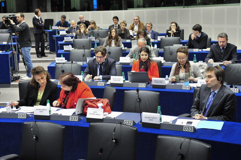 Photo 4 : SEDE committee meeting  Exchange of views with   Jean-Yves LE DRIAN, minister of defence of France