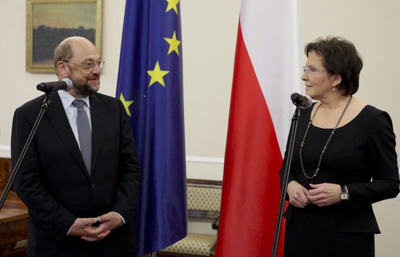 Fotografie 6: Mr Martin Schulz (L), the President of the European Parliament, meets with Ewa Kopacz, Marshal of the Sejm (Parliament)