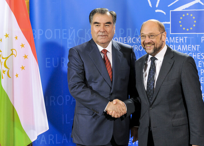 Martin SCHULZ EP President meets with Emomalii RAHMON, President of TAJIKISTAN.