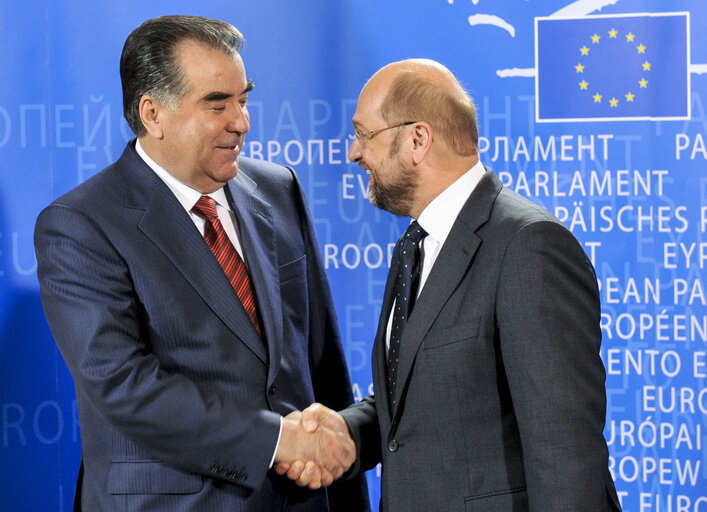 Martin SCHULZ EP President meets with Emomalii RAHMON, President of TAJIKISTAN.