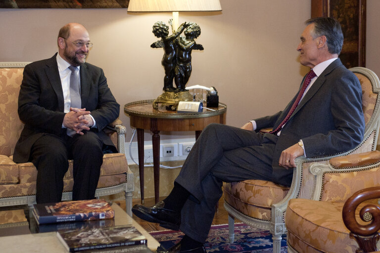 Foto 6: President of the European Parliament Martin Schulz at meeting with Anibal Cavaco Silva, President of the Republic of Portugal. Lisbon, January 11, 2013.