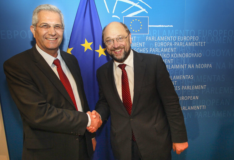 Fotografie 3: Martin SCHULZ - EP President meets with Andros KYPRIANOU - AKEL Secretary General Cyprus