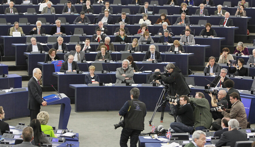 Photo 18 : Official visit of the President of Israel to the European Parliament in Strasbourg - Formal sitting