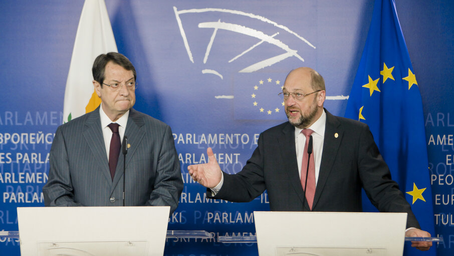 Fotografi 35: EP President meets with the President of Cyprus - Press point