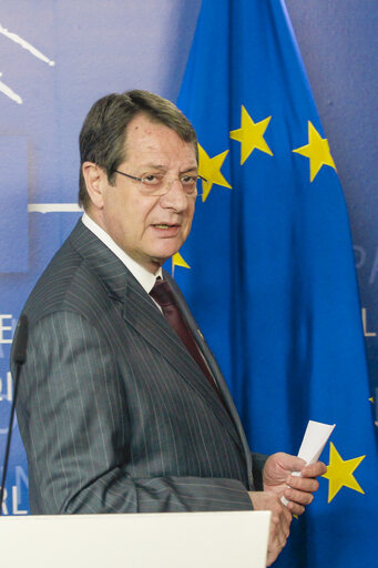 Fotografi 33: EP President meets with the President of Cyprus - Press point