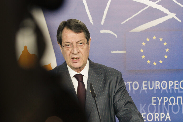 Fotografi 34: EP President meets with the President of Cyprus - Press point