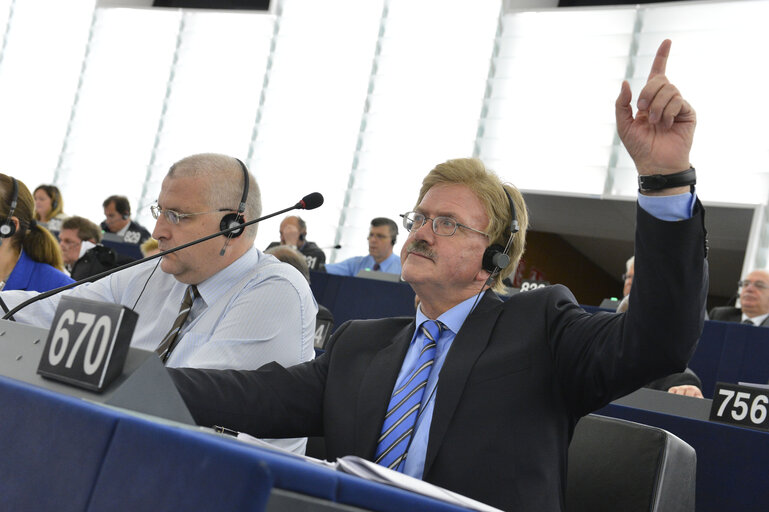 MEP Thomas MANN during the votes in plenary session in Strasbourg week 21 2013