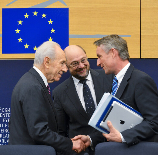 Fotografia 1: Official visit of the President of Israel to the European Parliament in Strasbourg - Press conference