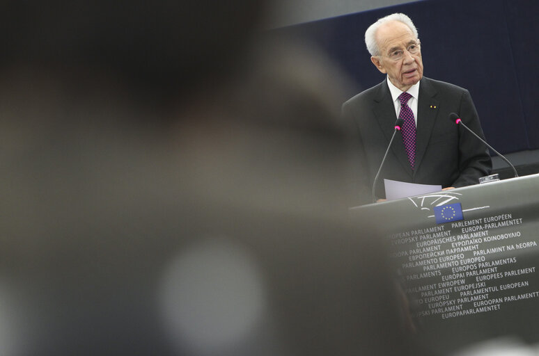 Photo 12 : Official visit of the President of Israel to the European Parliament in Strasbourg - Formal sitting