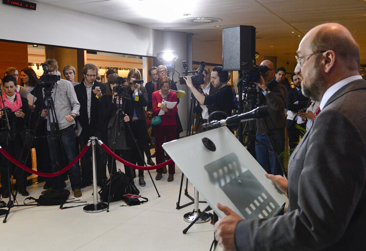 Photo 12 : Press conference of Martin SCHULZ - EP President on the Multiannual Financial Framework (MFF)