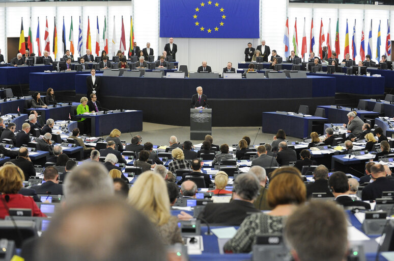 Photo 16 : Official visit of the President of Israel to the European Parliament in Strasbourg - Formal sitting