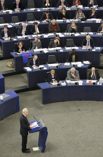 Photo 15 : Official visit of the President of Israel to the European Parliament in Strasbourg - Formal sitting