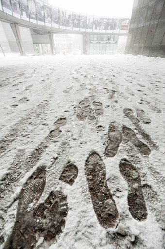 Fotogrāfija 18: Winter hits Brussels, with freezing temperatures and snow covering the EP buildings