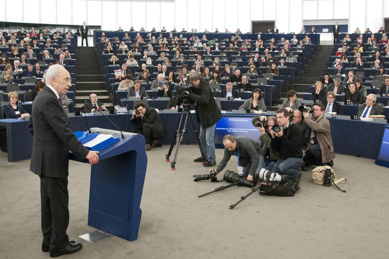 Photo 3 : Official visit of the President of Israel to the European Parliament in Strasbourg - Formal sitting