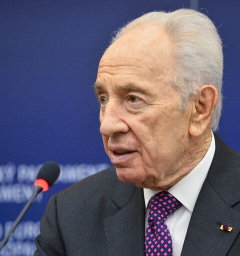 Fotografia 12: Official visit of the President of Israel to the European Parliament in Strasbourg - Press conference