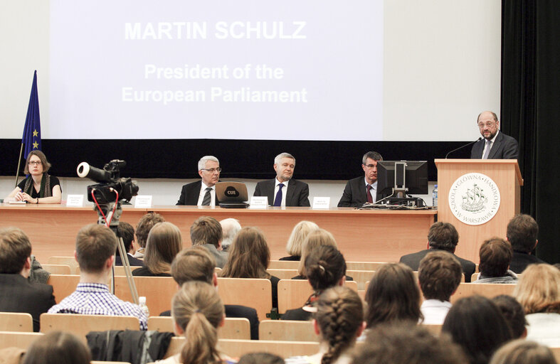 Mr Martin SCHULZ EP President  during the  meeting with the authorities and students of the Warsaw School of Economics