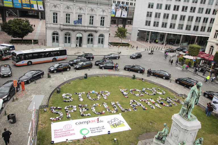 Protest in front of the European Parliament against food speculation