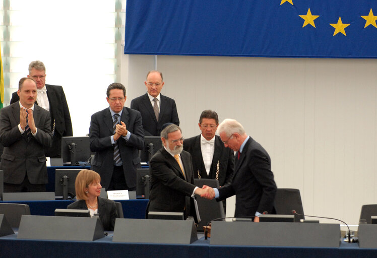 Sir Jonathan Sacks, Chief Rabbi of the United Kingdom and the Commonwealth, adresses a formal sitting in Strasbourg