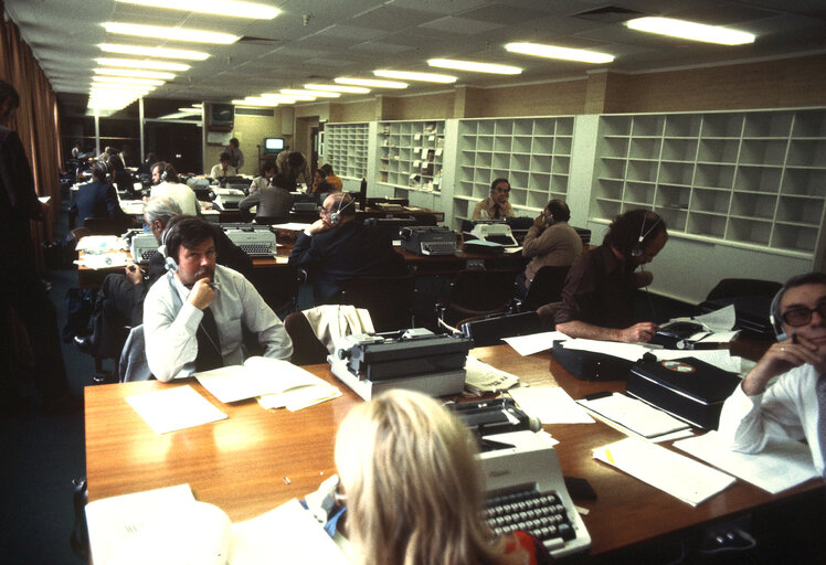 Historical image of the Press Room in Luxembourg