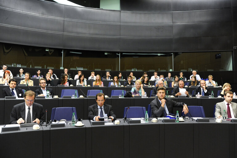 Fotografie 10: The european parliament and the parliamentary assembly of the council of Europe - two parliamentary institutions completing each other and non-competing.